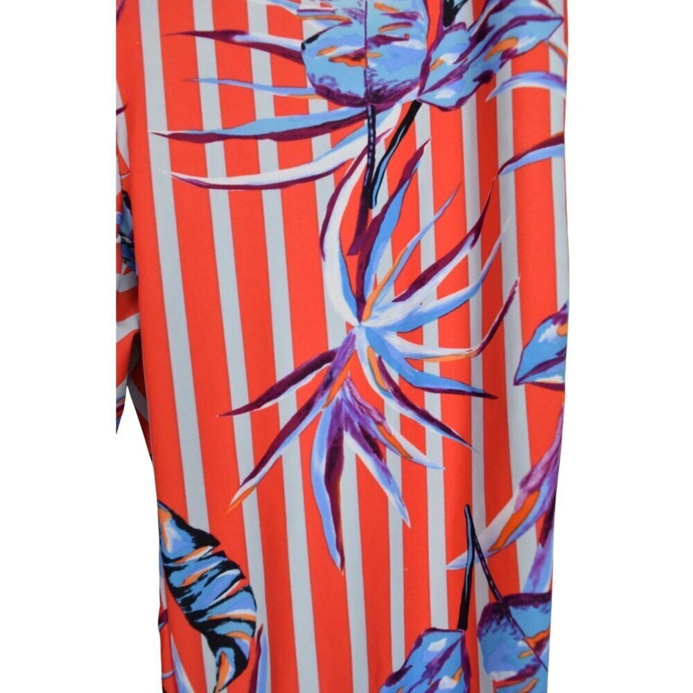 ARYEH BIRDS OF PARADISE STRIPED ORANGE CAPRI PANTS - Picture 4 of 8